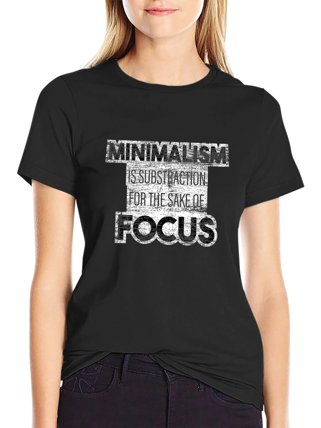 Minimalism Focus Graphic Tee - Black Casual Shirt