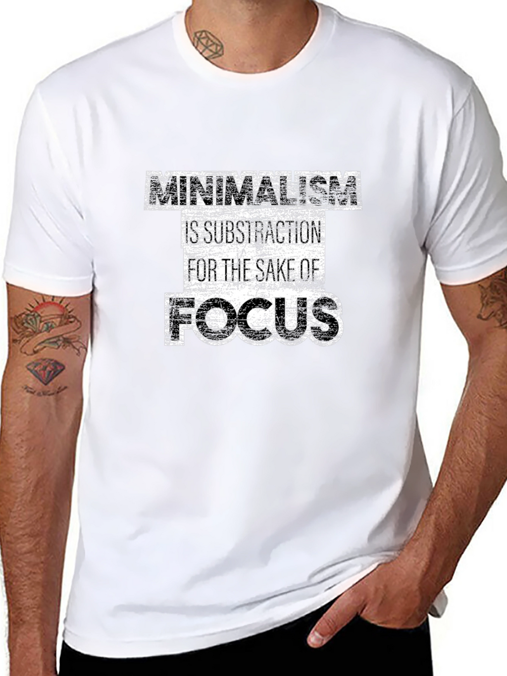Minimalism Focus Graphic Tee - Black Casual Shirt