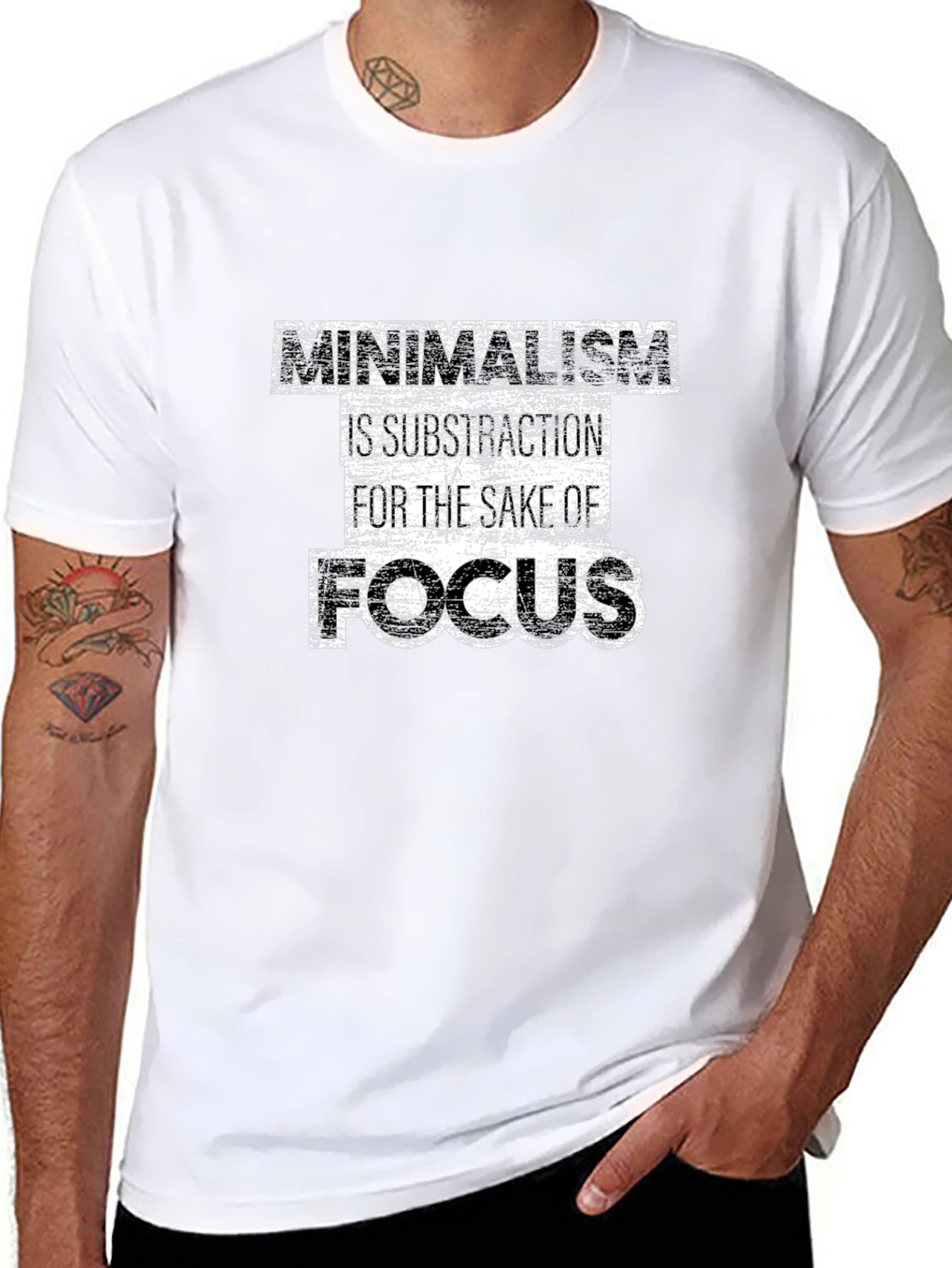 Minimalism Focus Graphic Tee - Black Casual Shirt