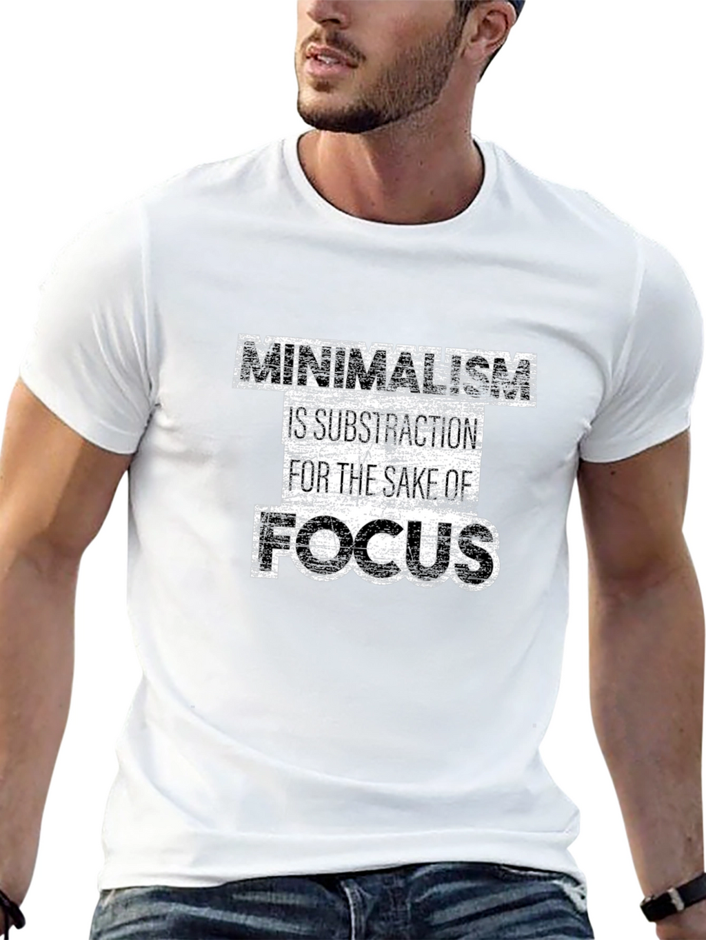 Minimalism Focus Graphic Tee - Black Casual Shirt
