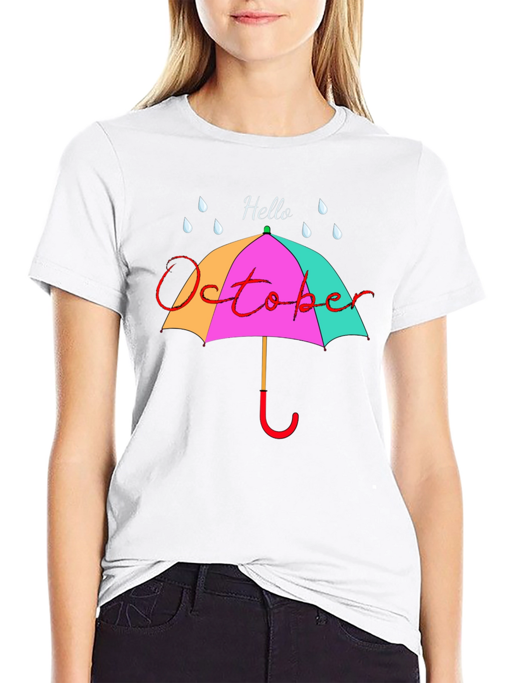 Hello October Umbrella Graphic Tee