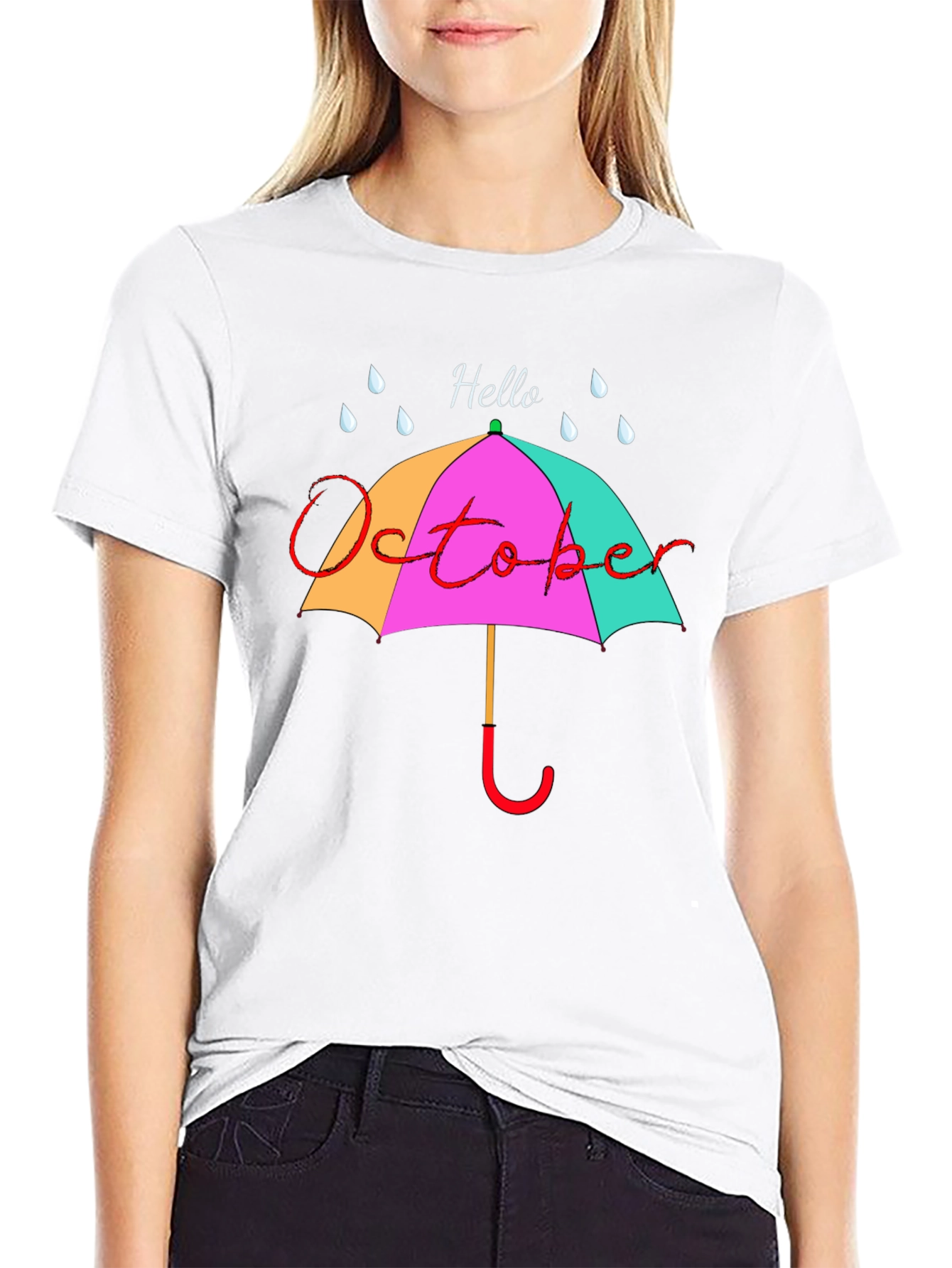 Hello October Umbrella Graphic Tee