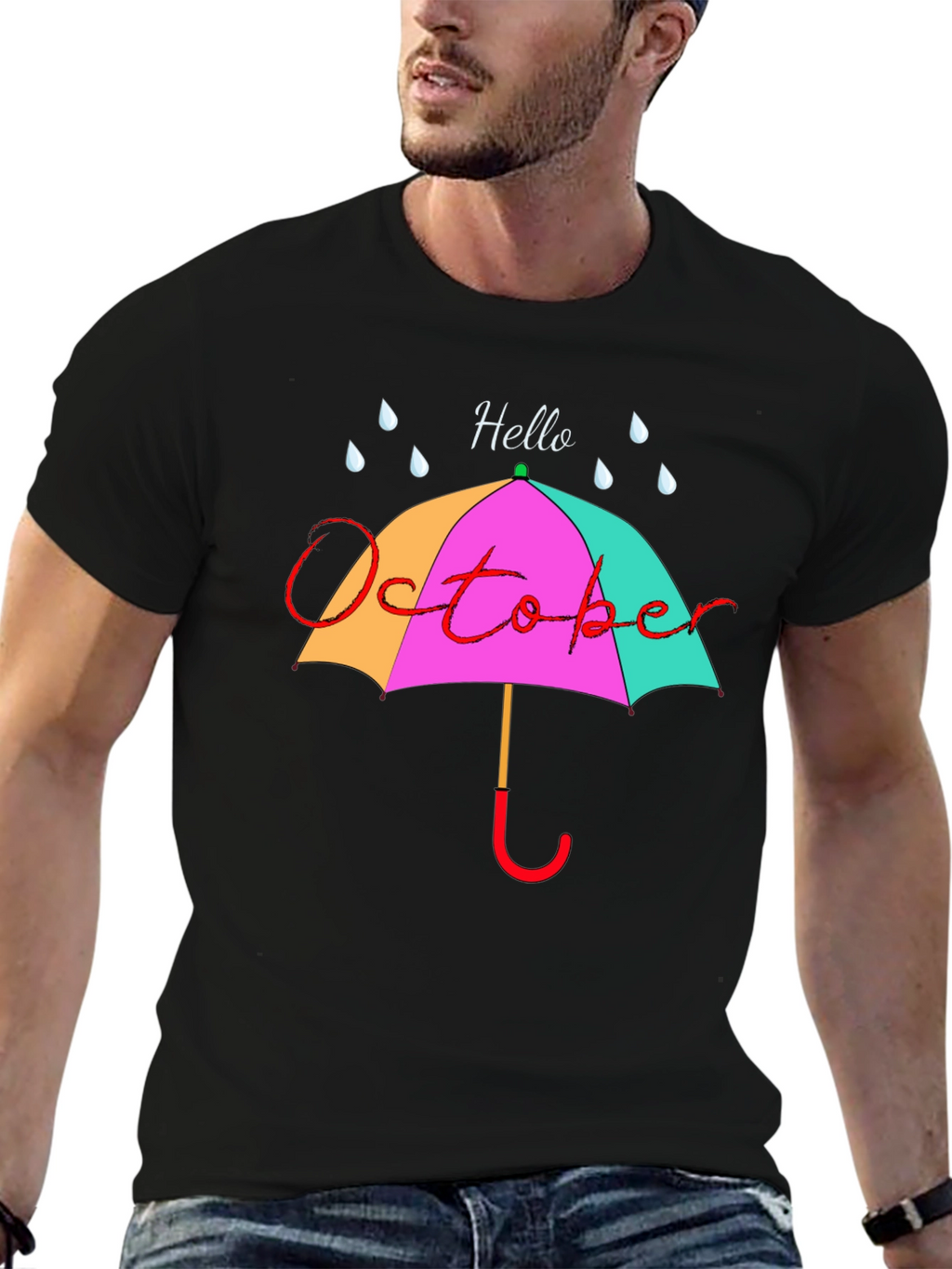 Hello October Umbrella Graphic Tee