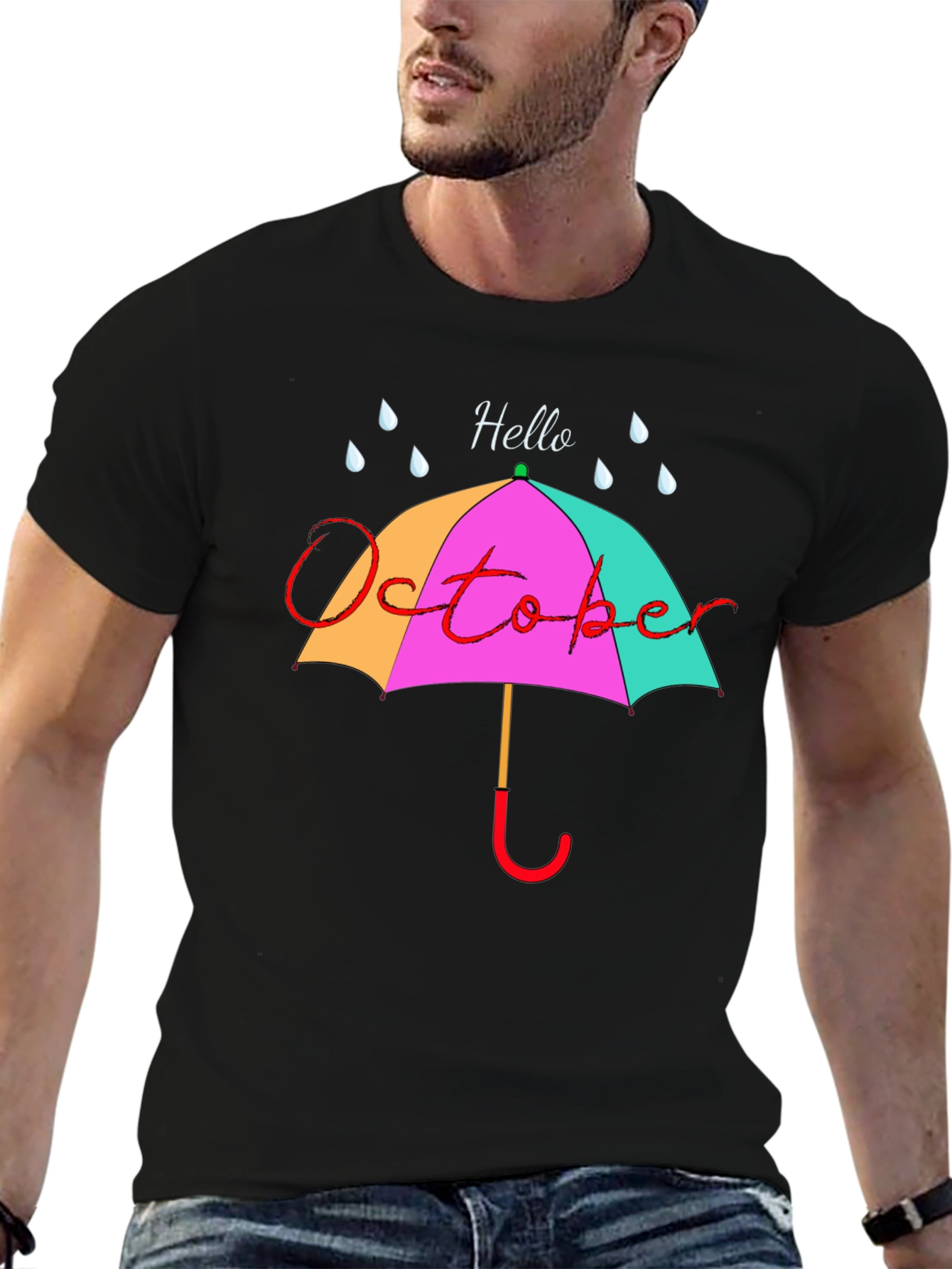 Hello October Umbrella Graphic Tee
