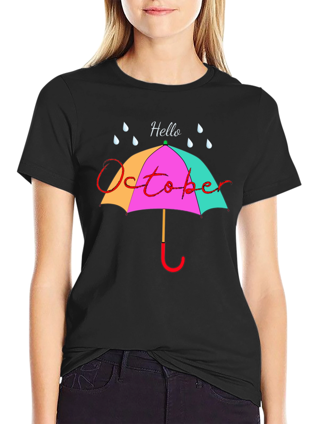 Hello October Umbrella Graphic Tee