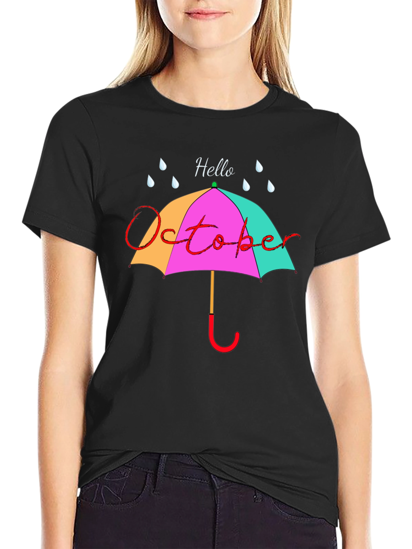 Hello October Umbrella Graphic Tee