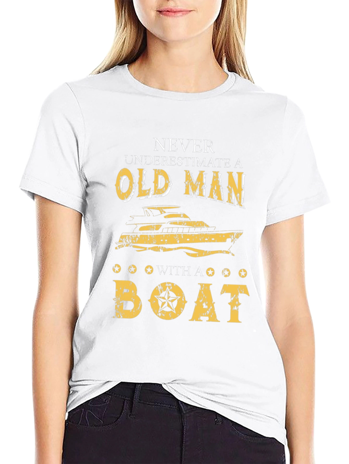 Old Man Boat Graphic T-Shirt - Black