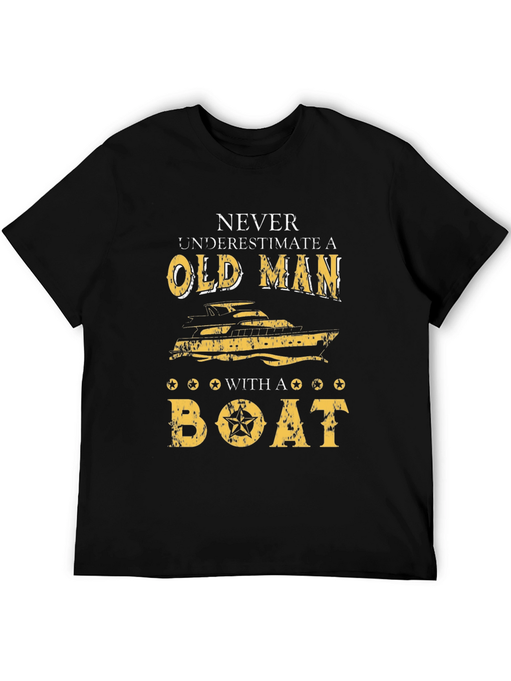 Old Man Boat Graphic T-Shirt - Black