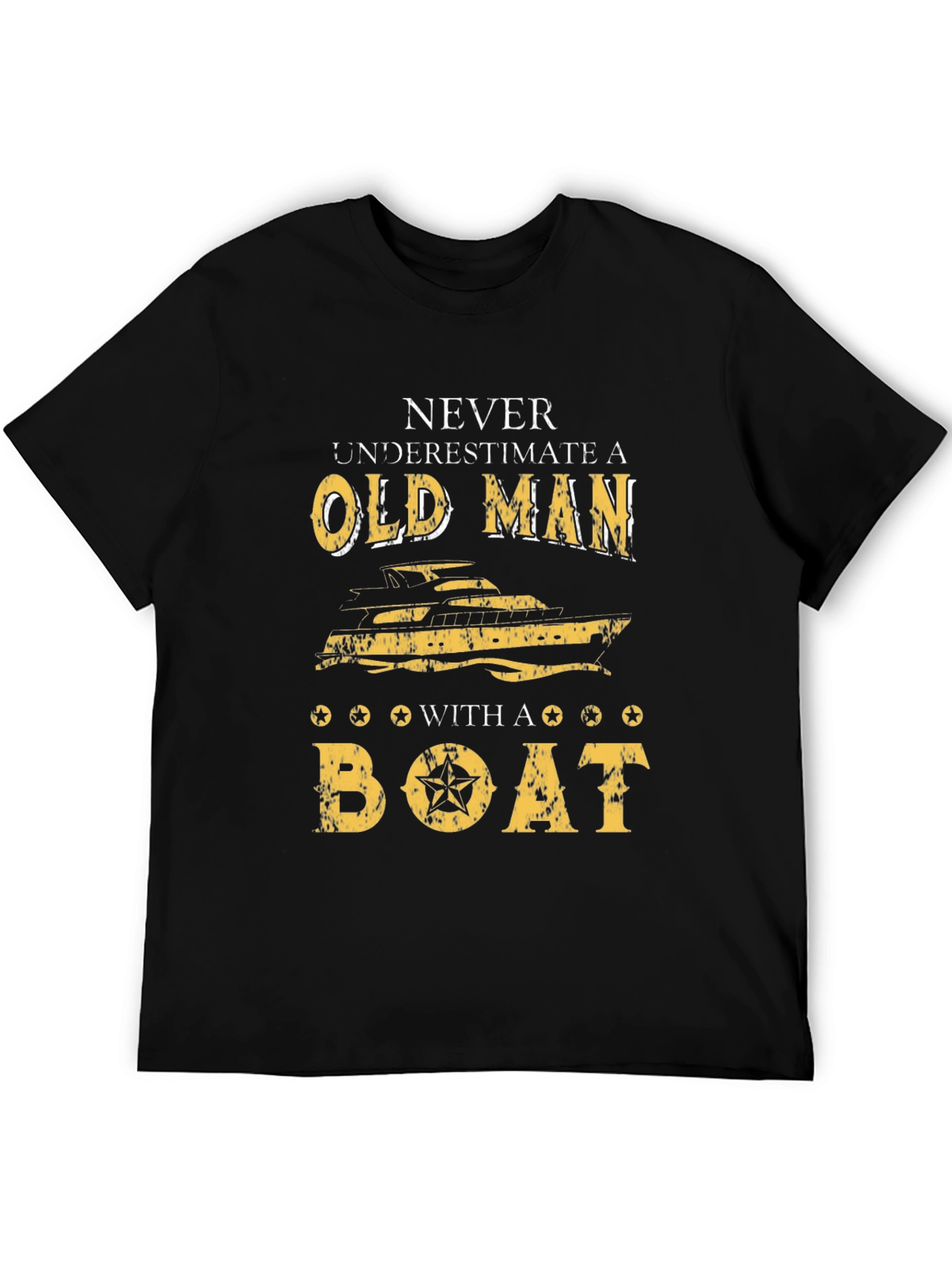 Old Man Boat Graphic T-Shirt - Black