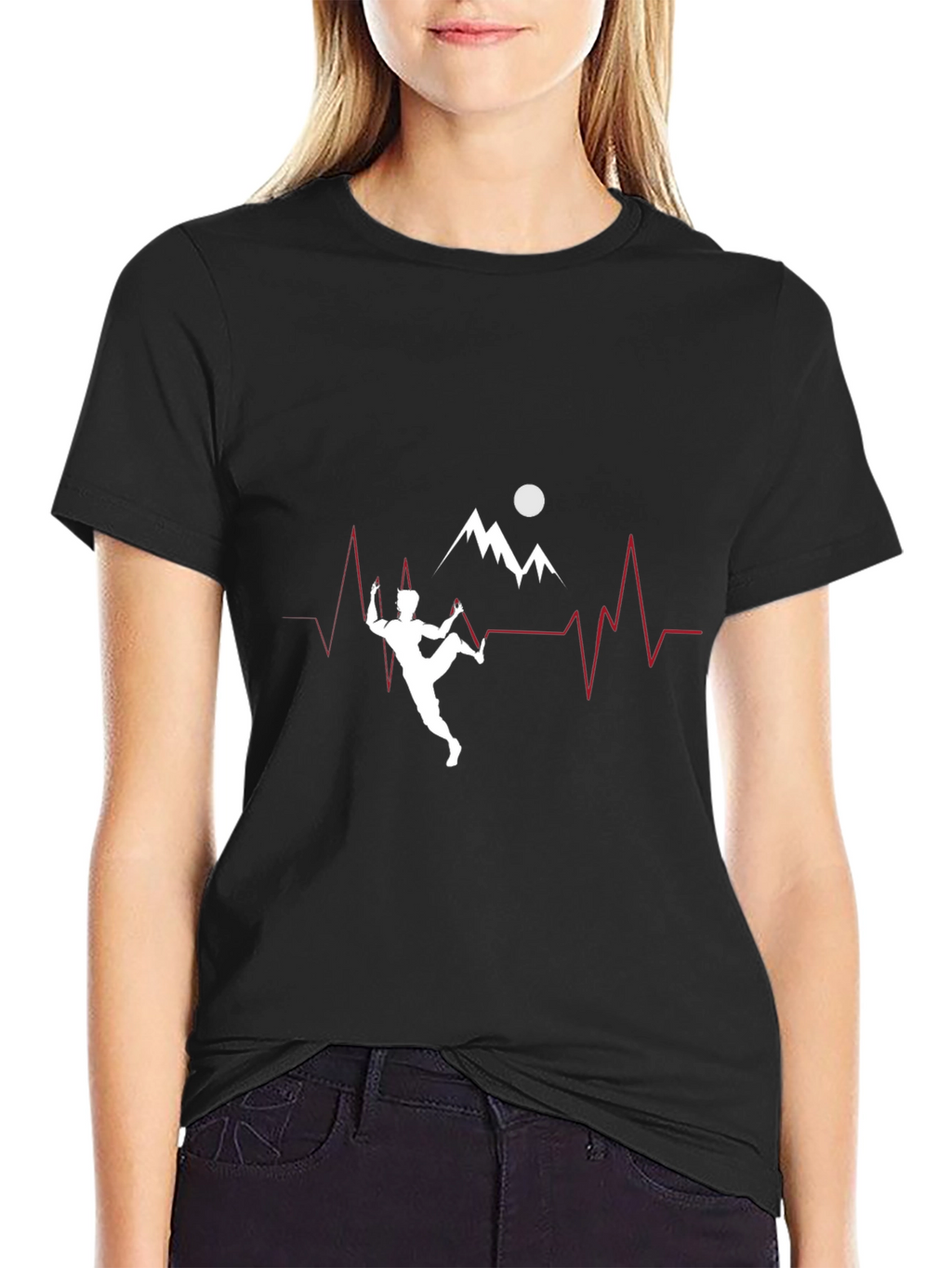 Climbing Heartbeat T-Shirt - Black Graphic Tee