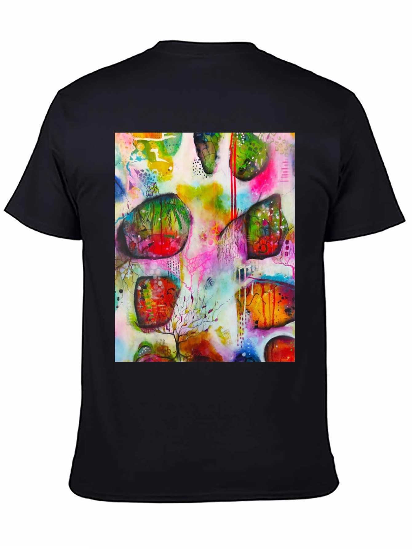 Abstract Art Print Mens Black T-Shirt