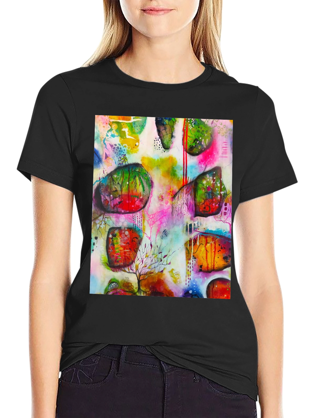 Abstract Art Print Mens Black T-Shirt