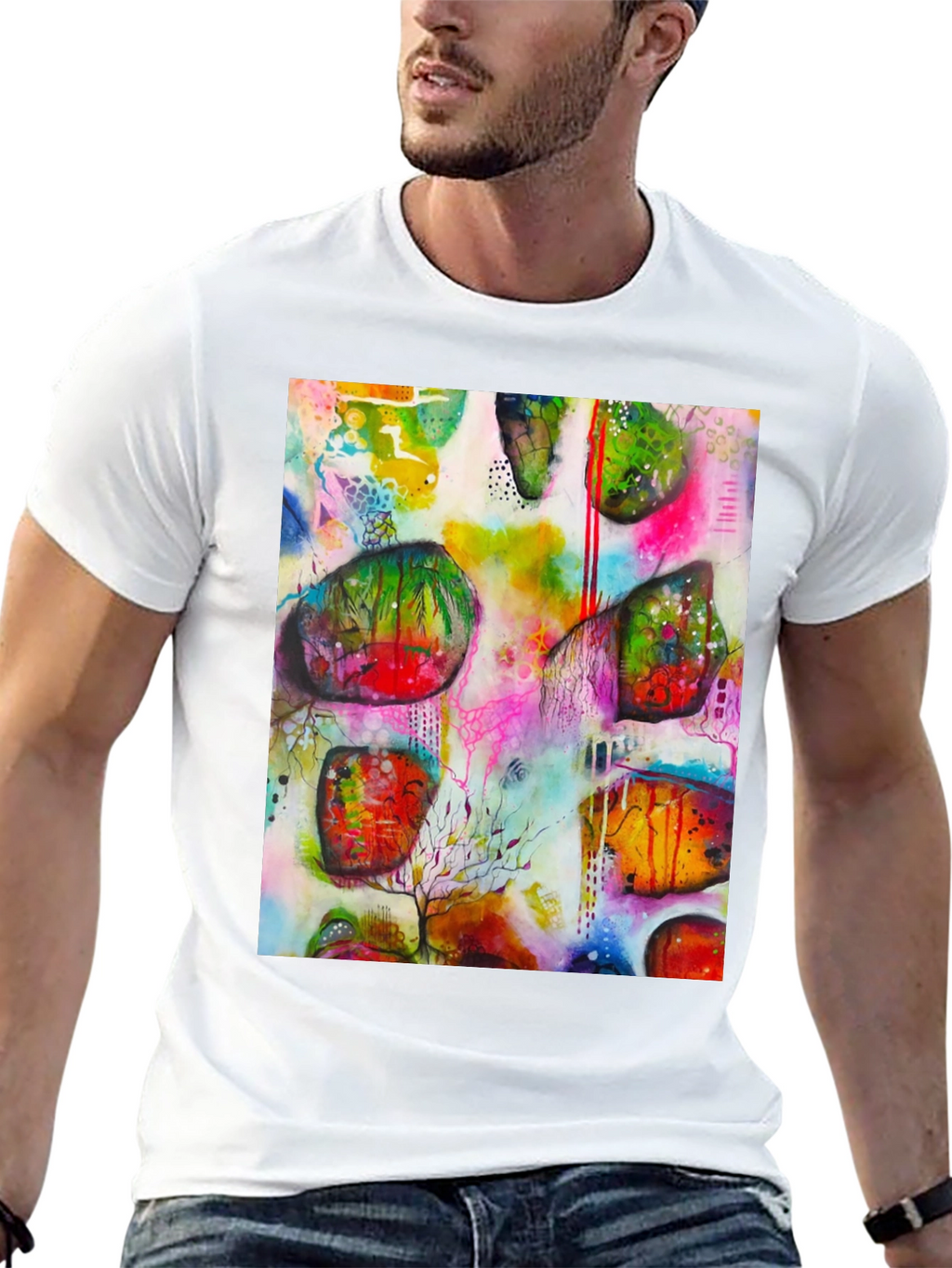 Abstract Art Print Mens Black T-Shirt
