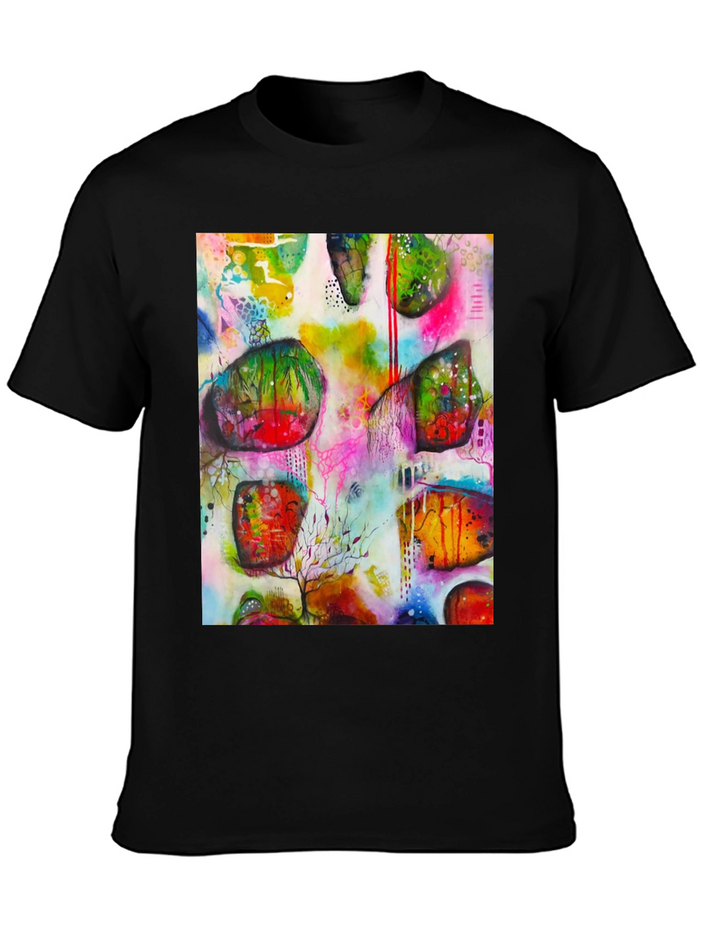 Abstract Art Print Mens Black T-Shirt