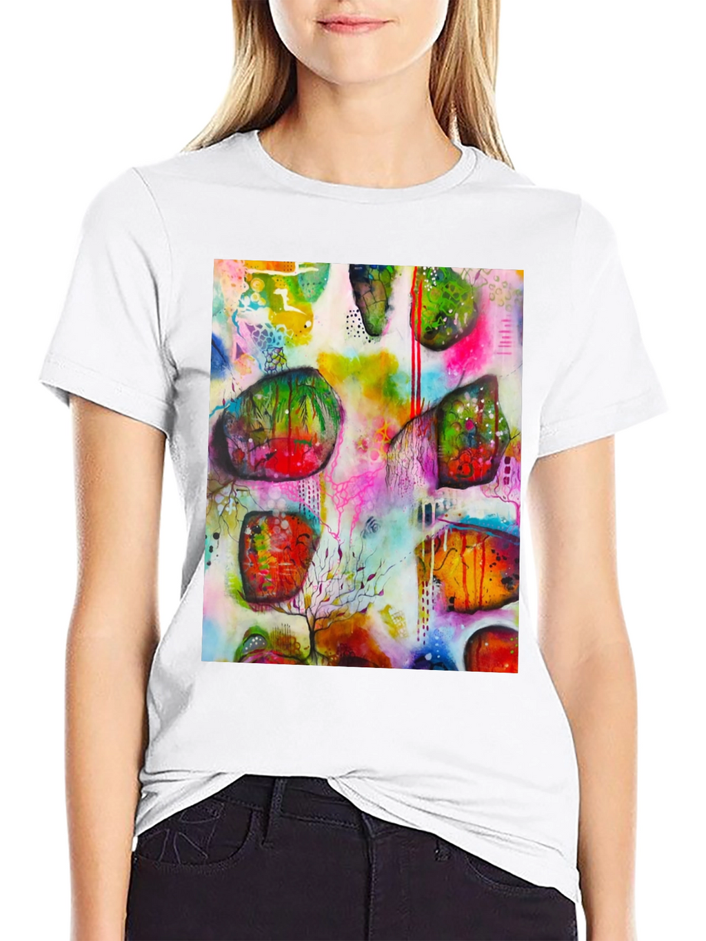Abstract Art Print Mens Black T-Shirt