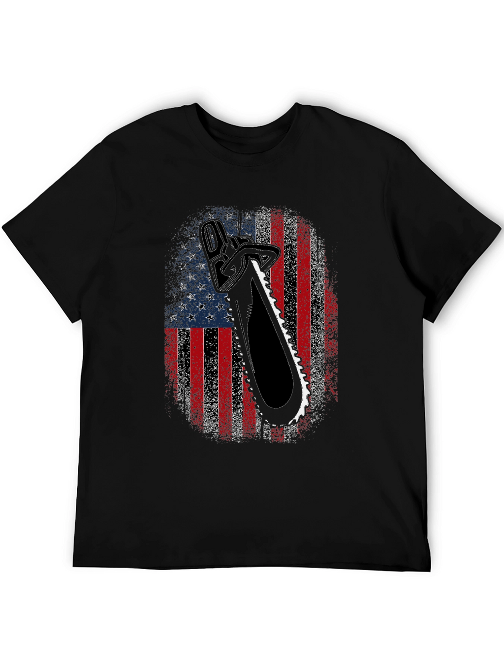 American Flag Chainsaw Graphic T-Shirt