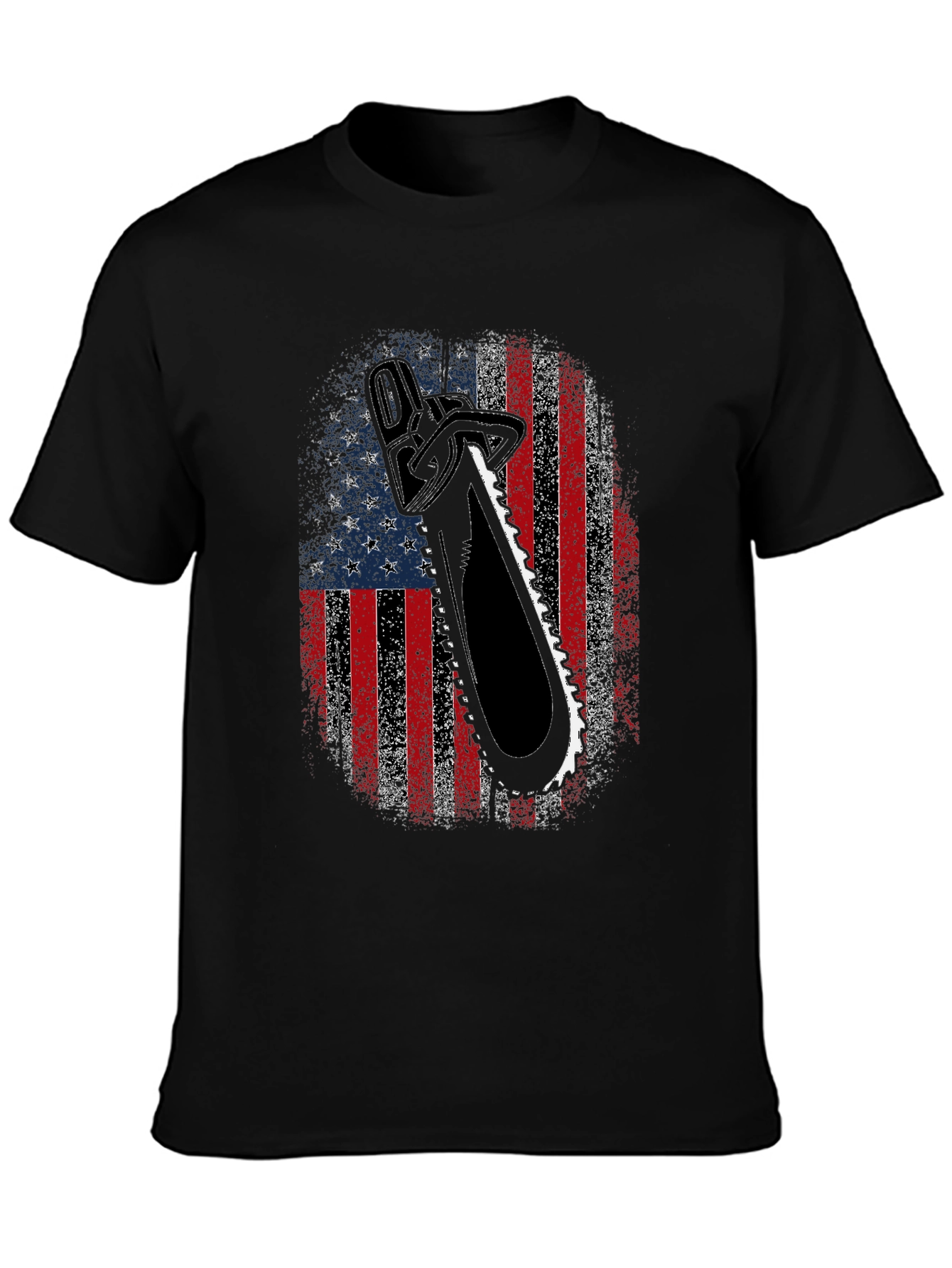 American Flag Chainsaw Graphic T-Shirt