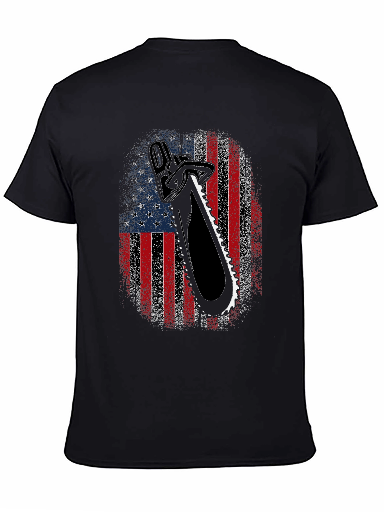 American Flag Chainsaw Graphic T-Shirt