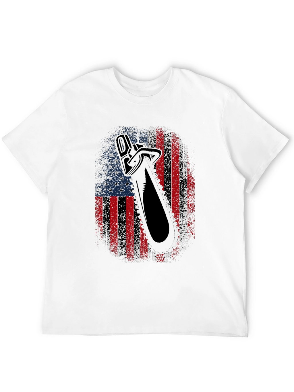 American Flag Chainsaw Graphic T-Shirt