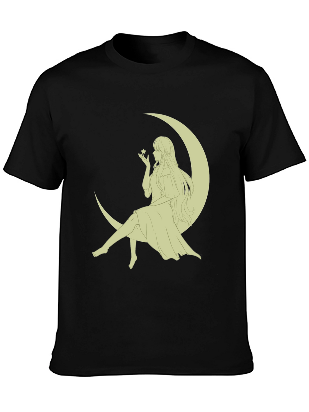 Moon Maiden Graphic Tee - Black Cotton Blend