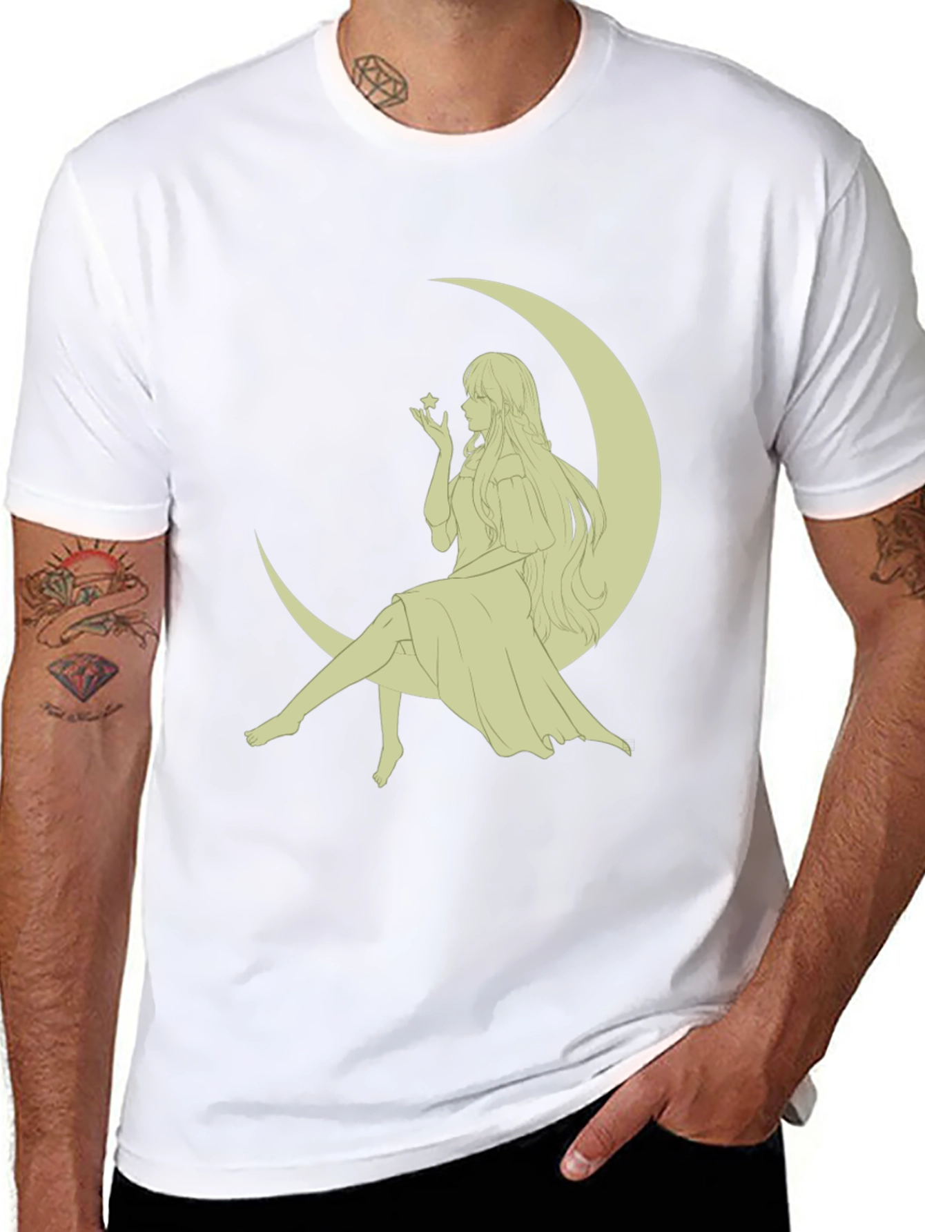 Moon Maiden Graphic Tee - Black Cotton Blend