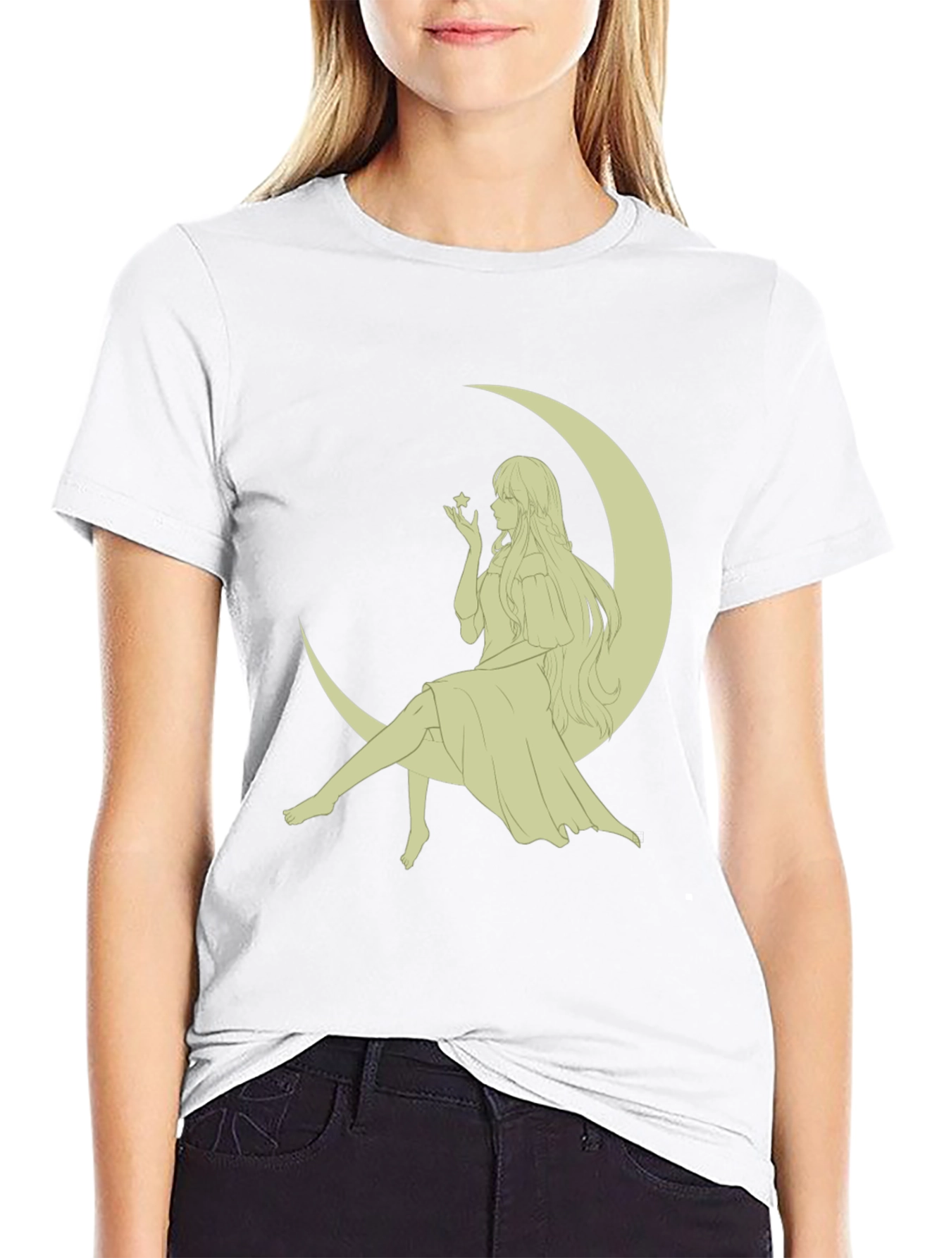 Moon Maiden Graphic Tee - Black Cotton Blend