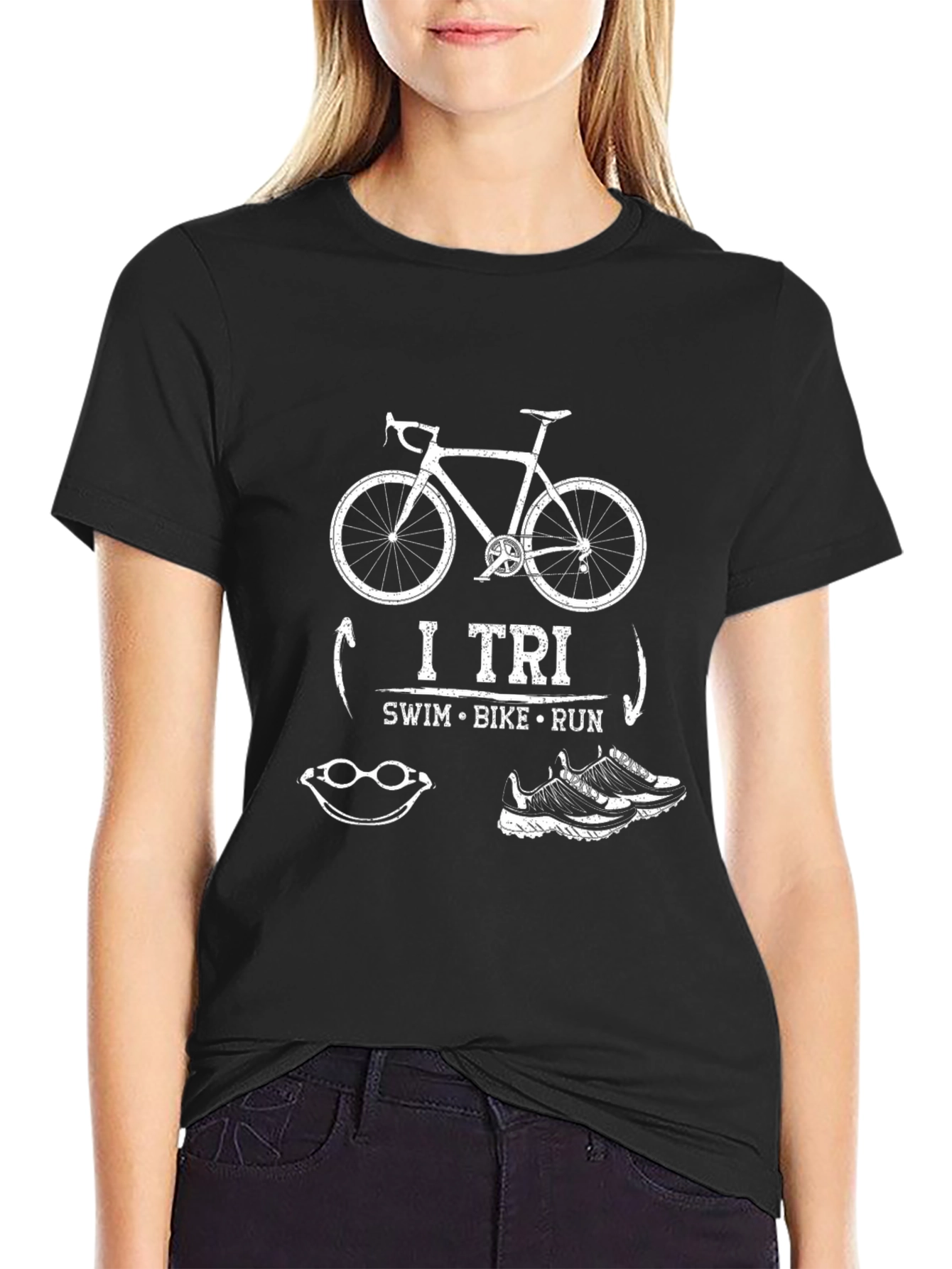 I Tri Swim Bike Run T-Shirt Triathlon Tee