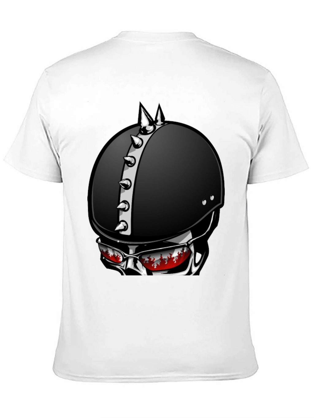 Edgy Helmet Skull Graphic Tee - Mens Black T-Shirt
