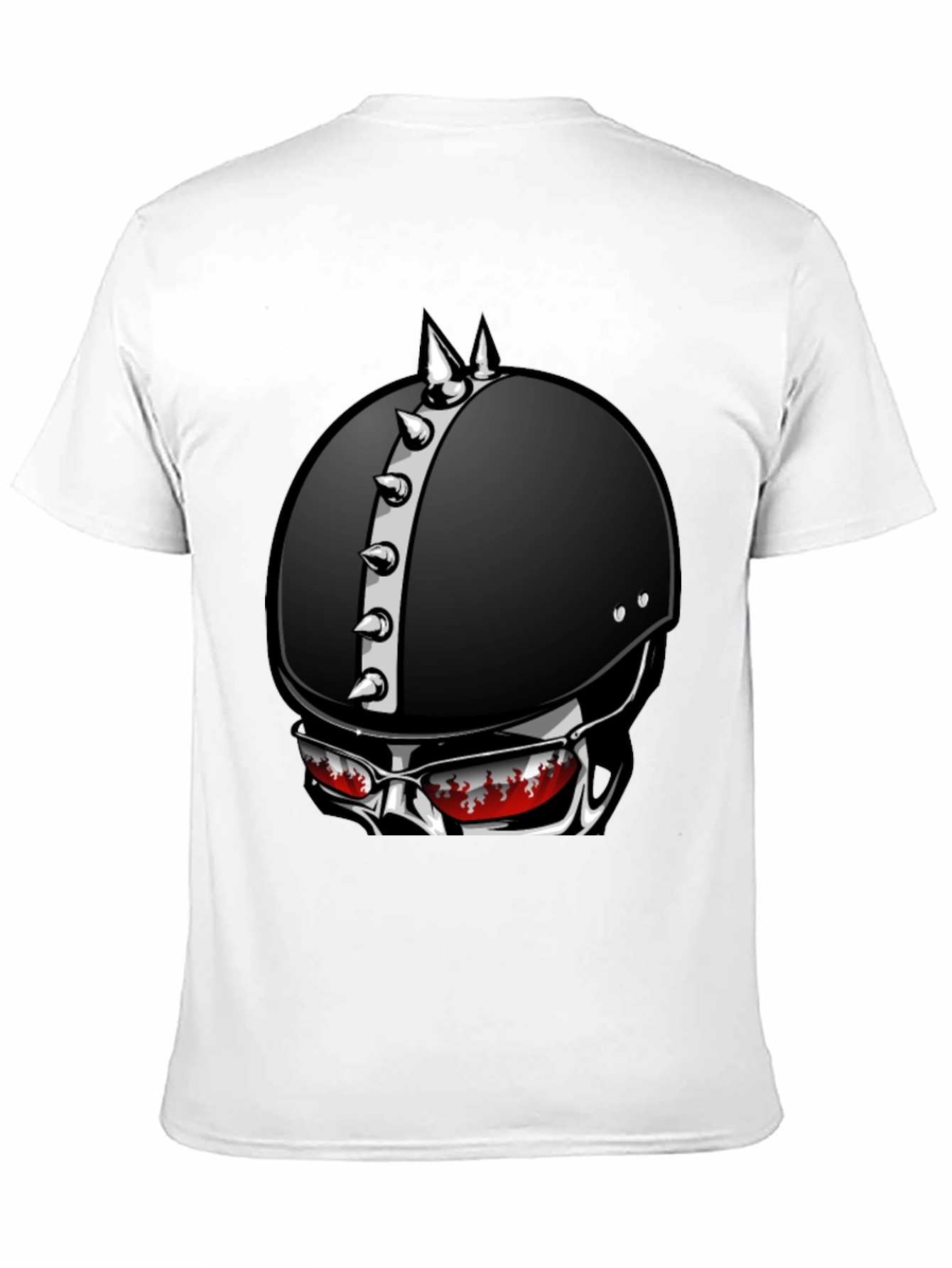 Edgy Helmet Skull Graphic Tee - Mens Black T-Shirt