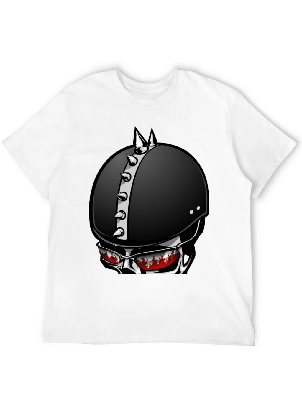 Edgy Helmet Skull Graphic Tee - Mens Black T-Shirt