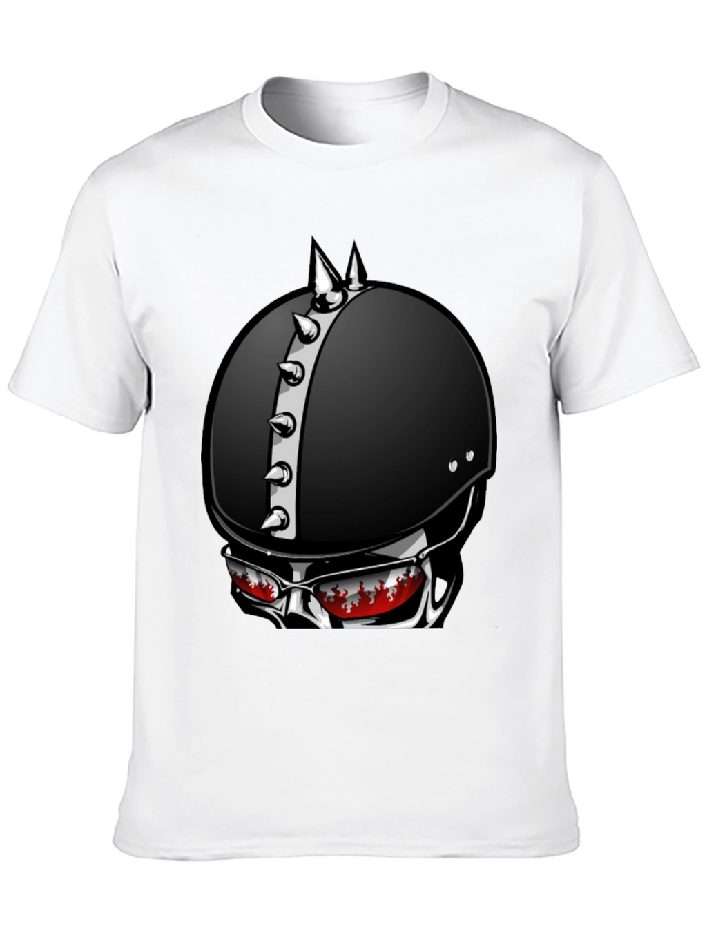 Edgy Helmet Skull Graphic Tee - Mens Black T-Shirt