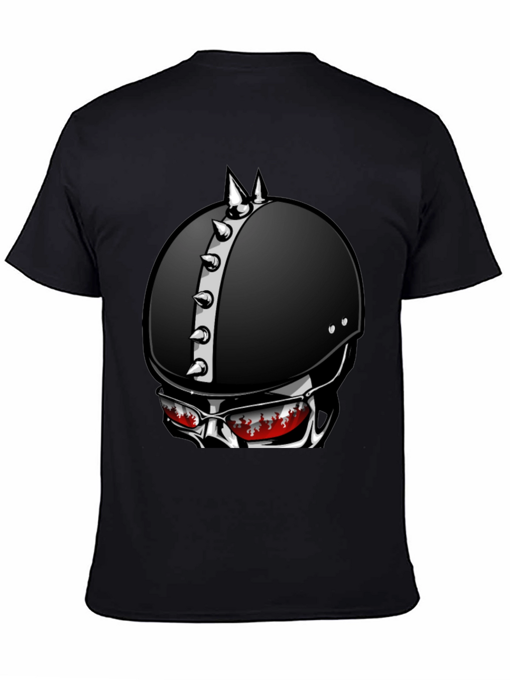 Edgy Helmet Skull Graphic Tee - Mens Black T-Shirt
