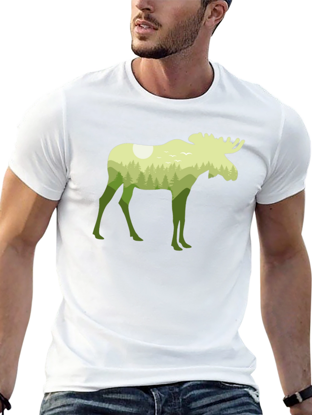 Nature Moose Graphic Tee - Black