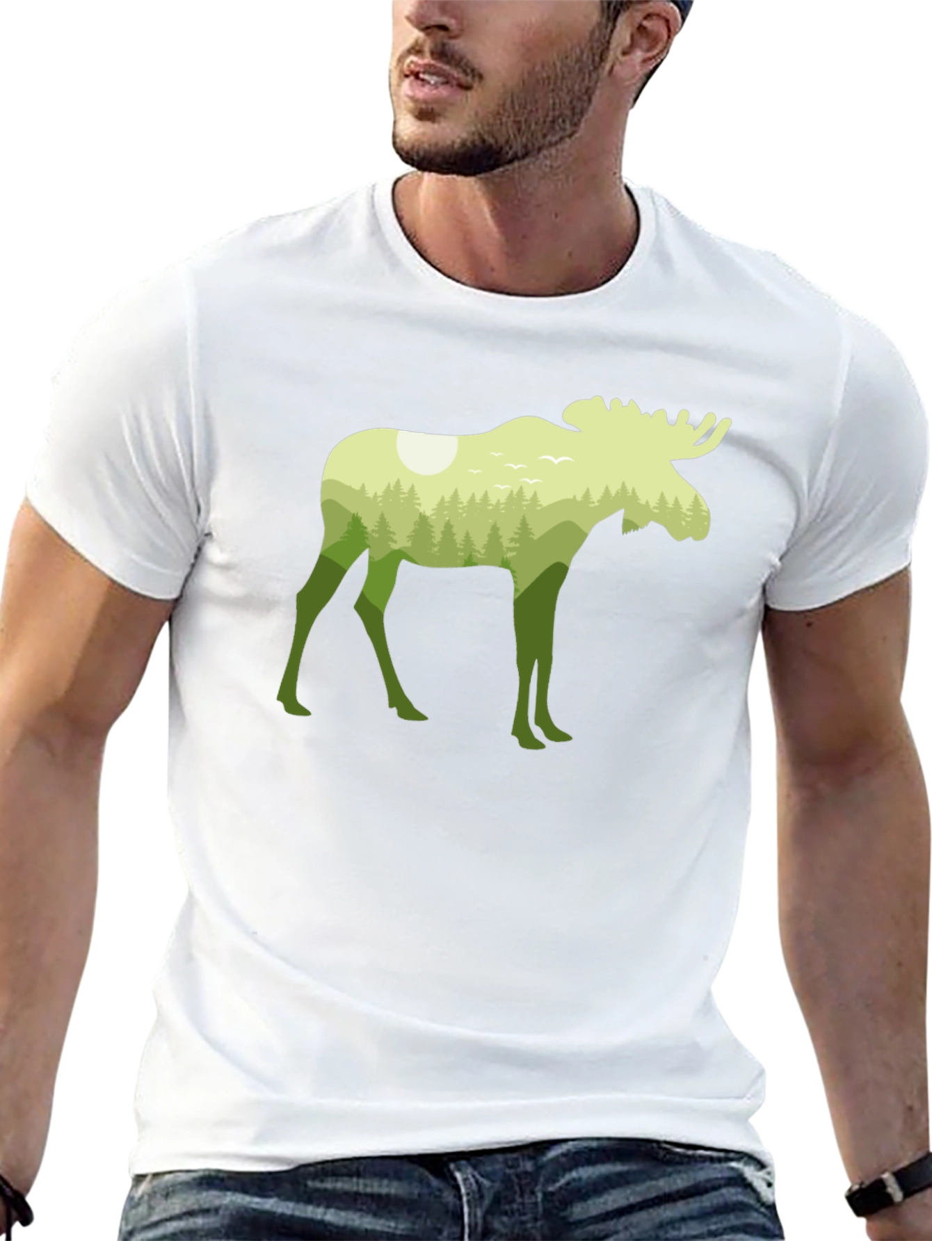 Nature Moose Graphic Tee - Black