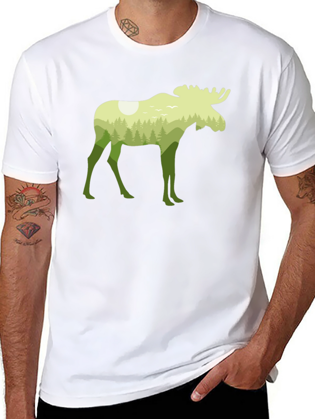 Nature Moose Graphic Tee - Black