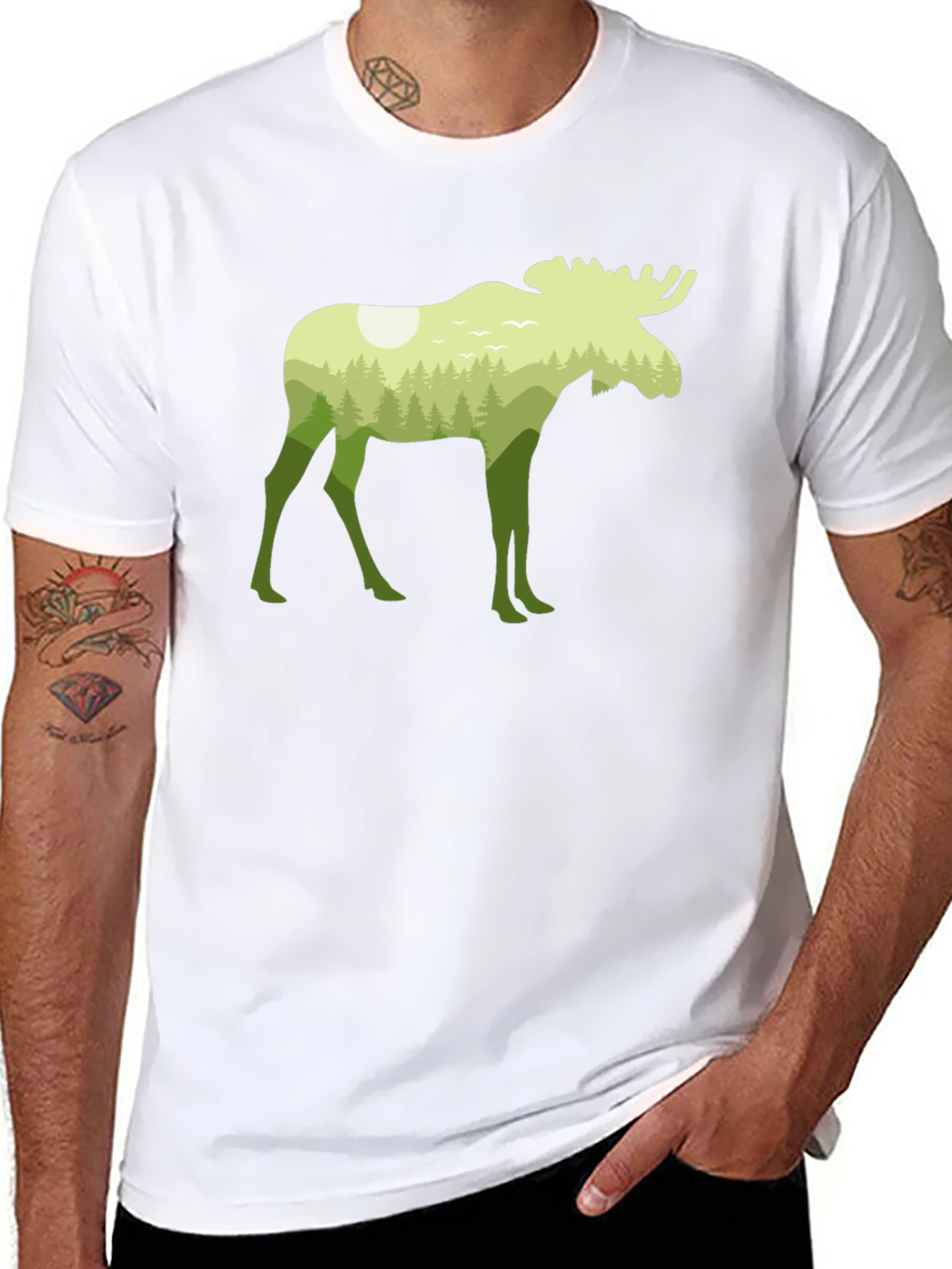 Nature Moose Graphic Tee - Black