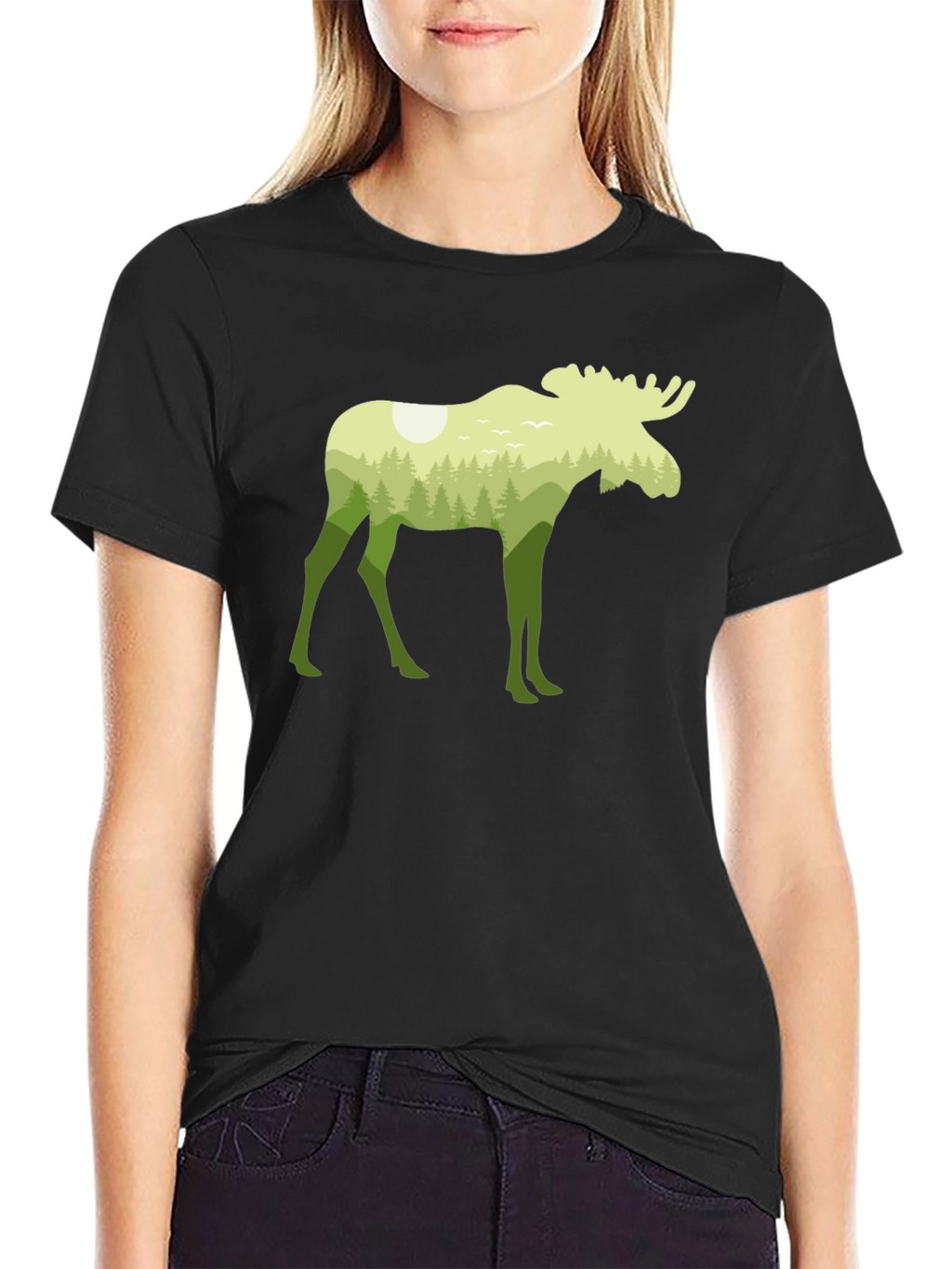 Nature Moose Graphic Tee - Black