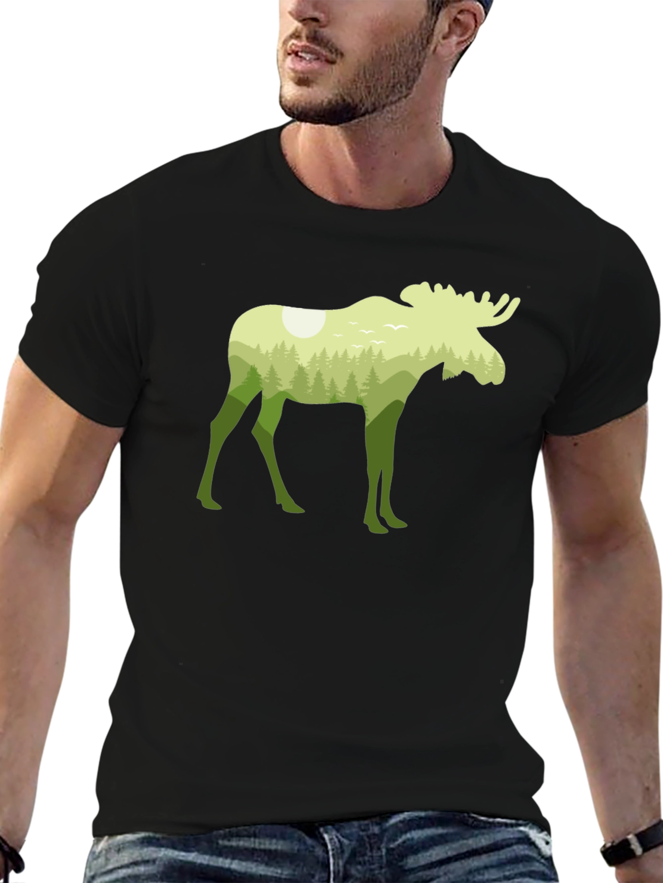 Nature Moose Graphic Tee - Black