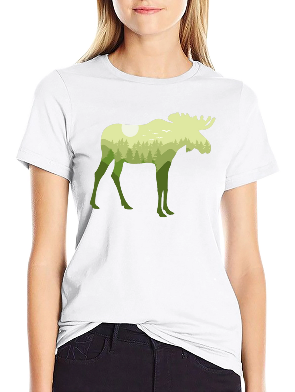 Nature Moose Graphic Tee - Black