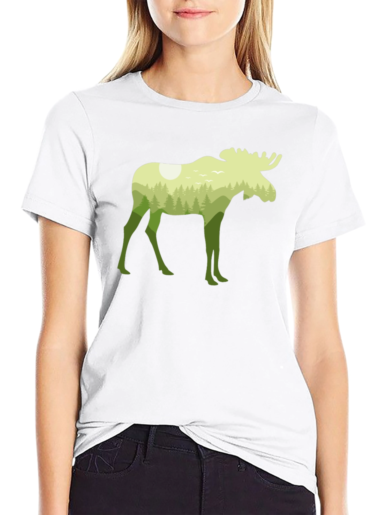 Nature Moose Graphic Tee - Black