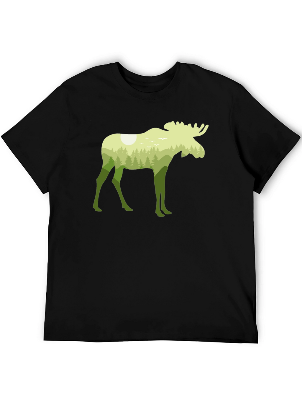 Nature Moose Graphic Tee - Black