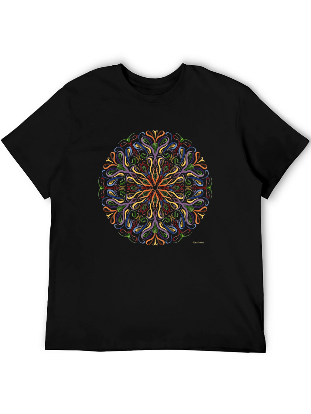 Vibrant Mandala Graphic Black T-Shirt