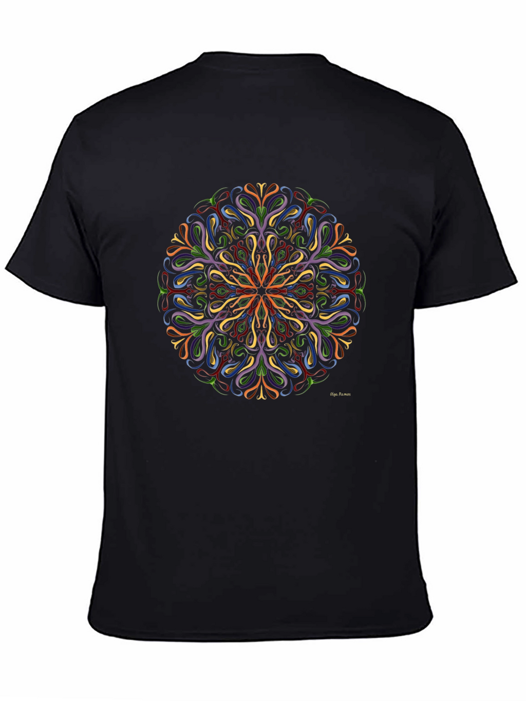 Vibrant Mandala Graphic Black T-Shirt