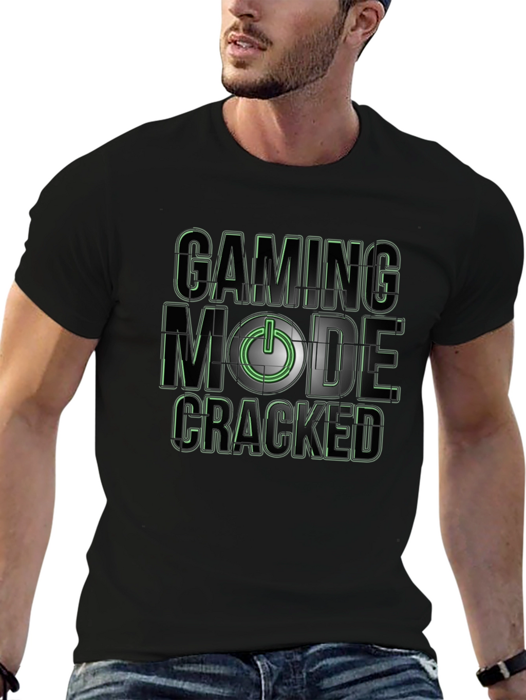 Gaming Mode Cracked T-Shirt - Black