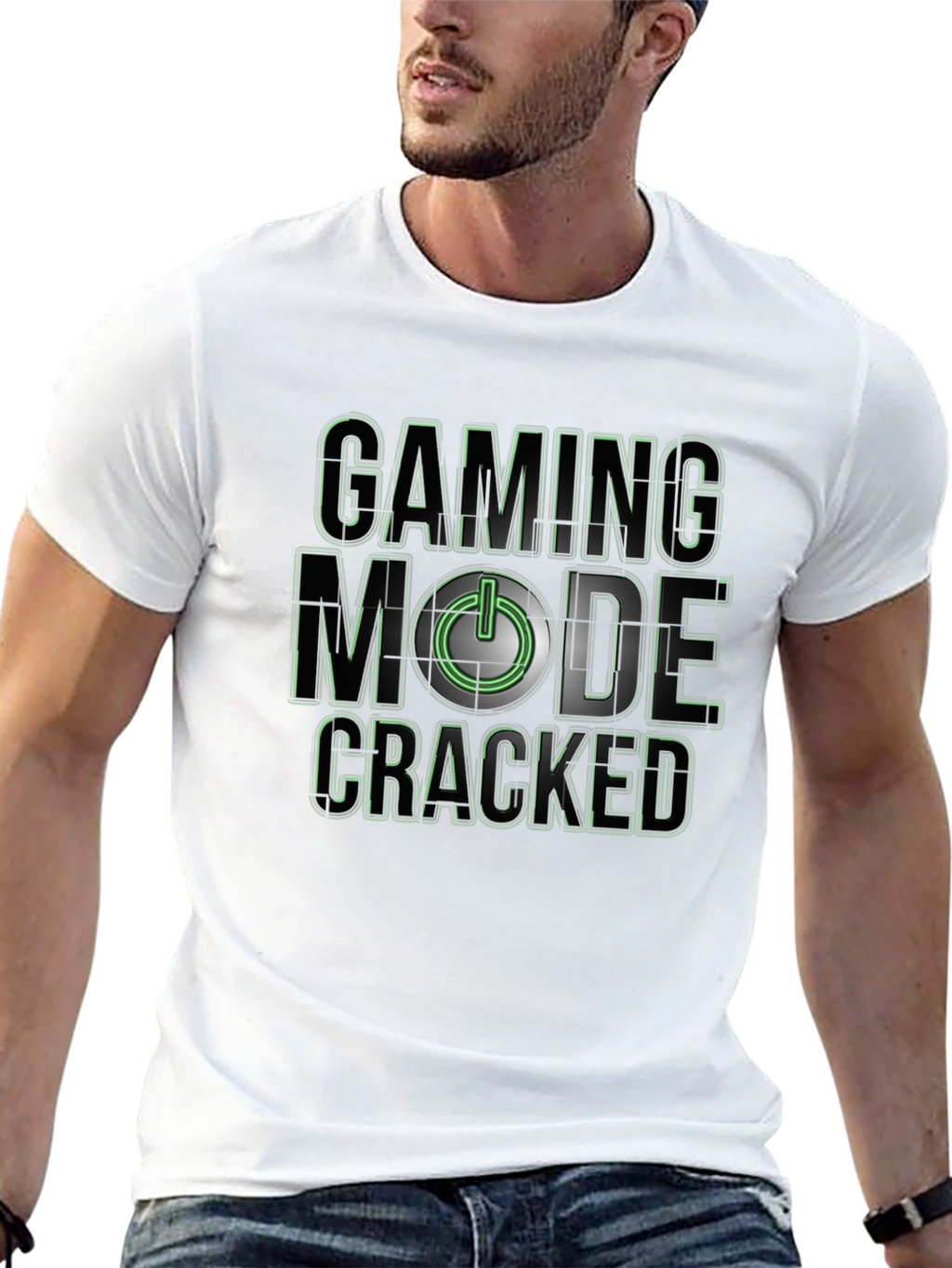 Gaming Mode Cracked T-Shirt - Black