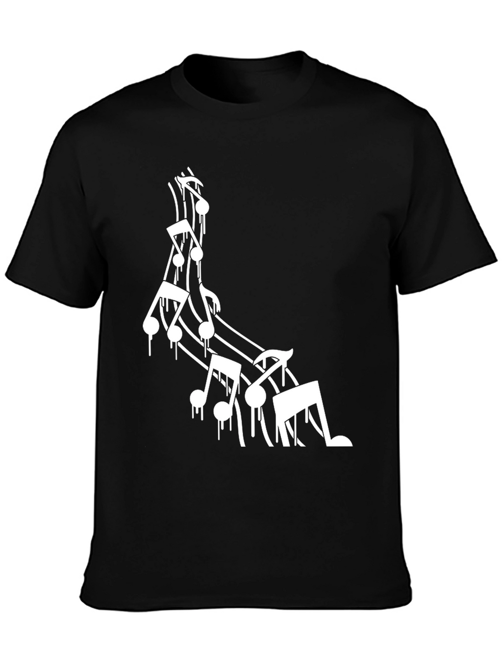 Music Notes Drip Graphic T-Shirt