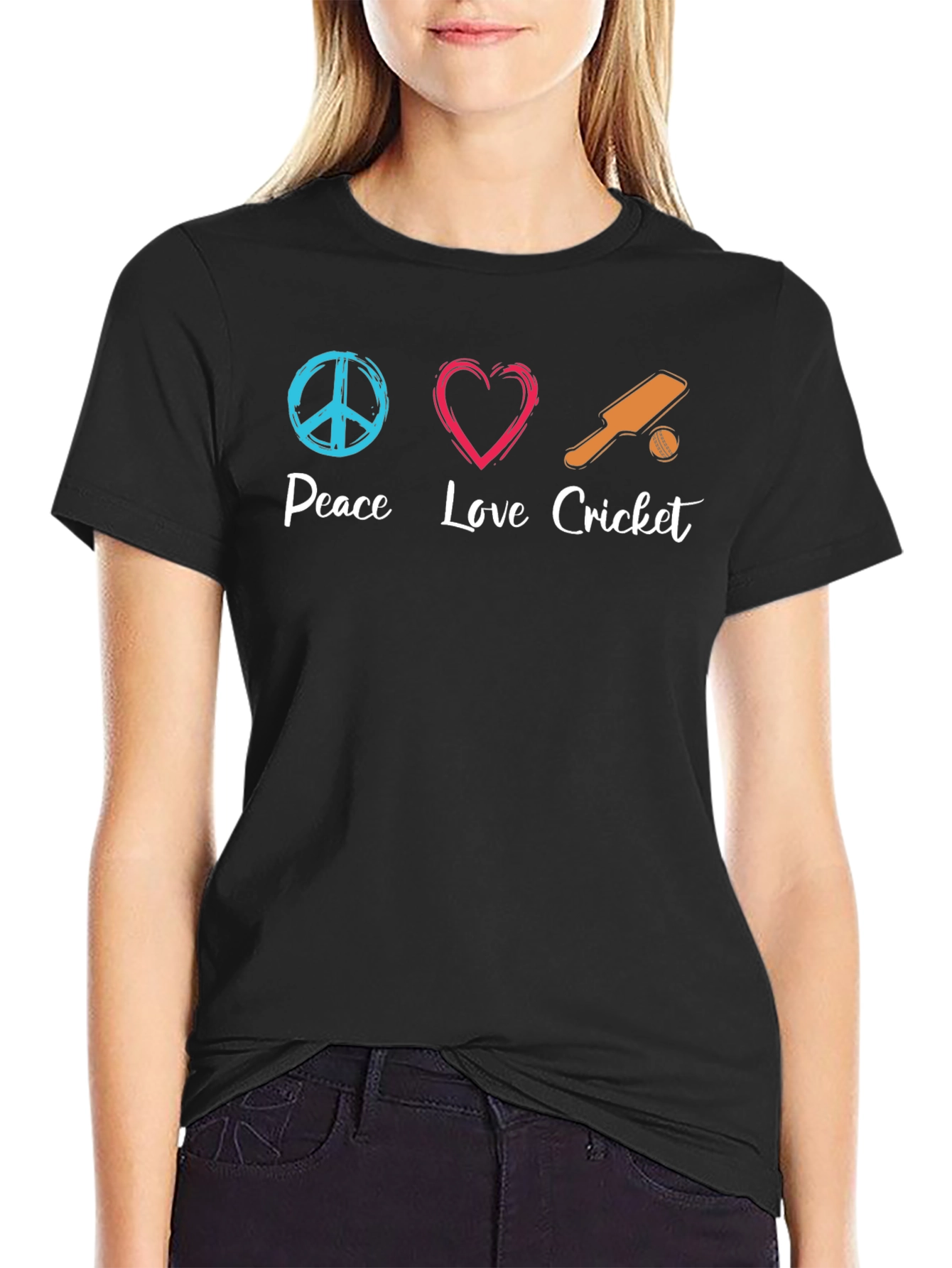 Peace Love Cricket Graphic Tee - Soft Cotton Blend