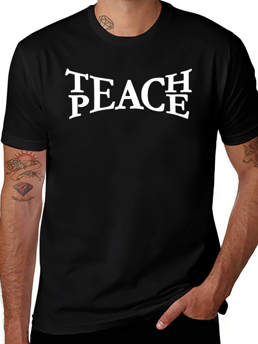Teach Peace Graphic Tee - Black Unisex T-Shirt