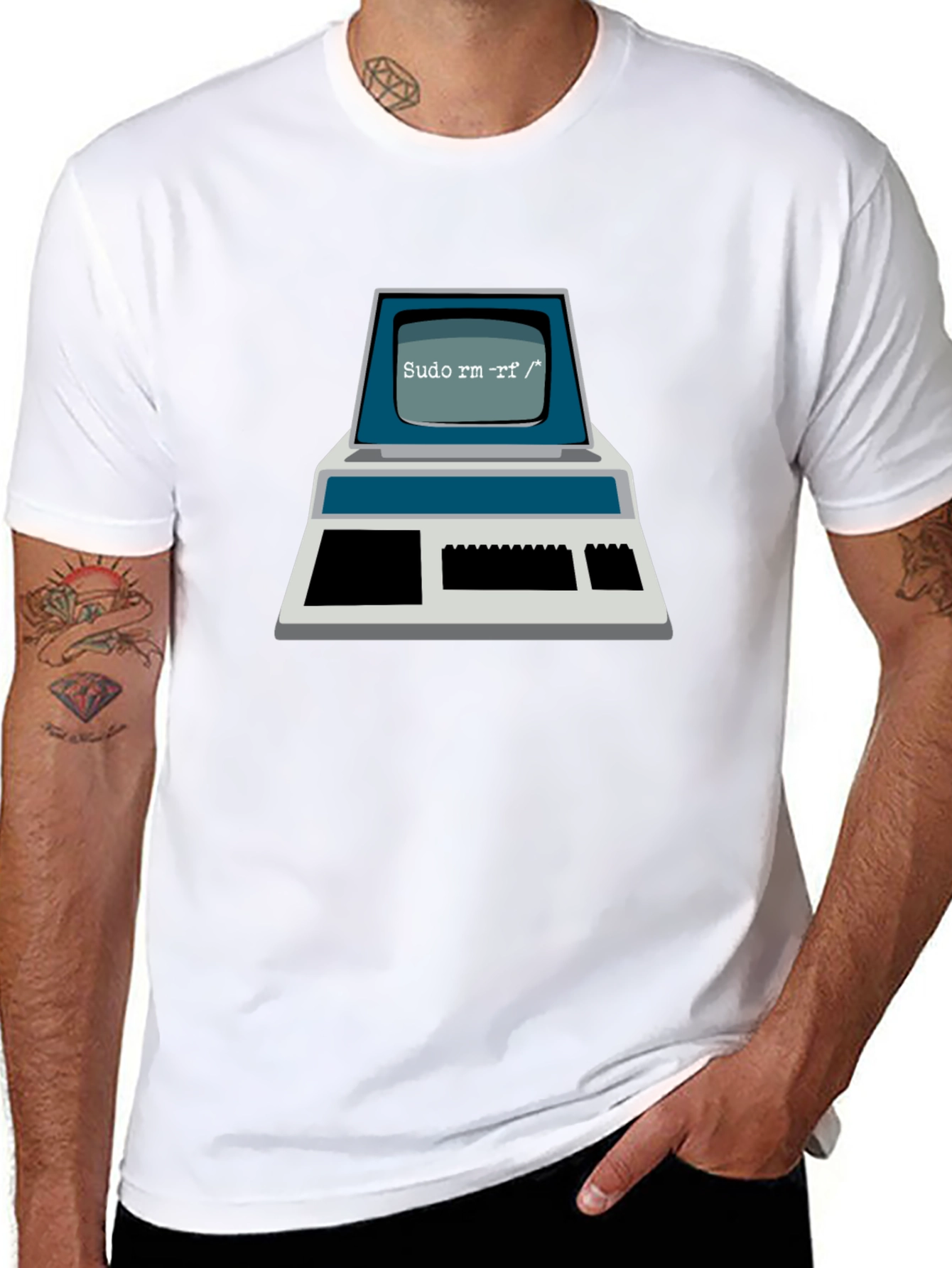 Retro Computer Command T-Shirt - Sudo rm -rf