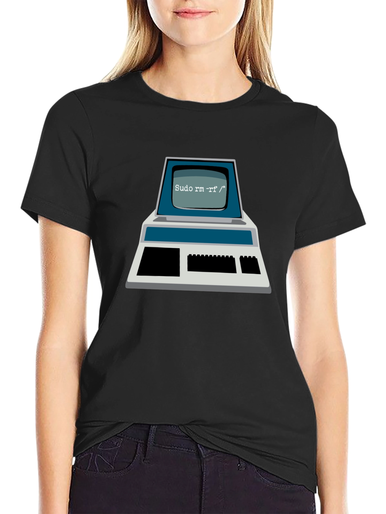 Retro Computer Command T-Shirt - Sudo rm -rf